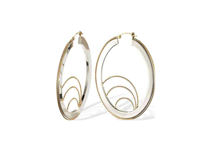 Two Tone Plated | Fancy Shaped Hoop Earrings